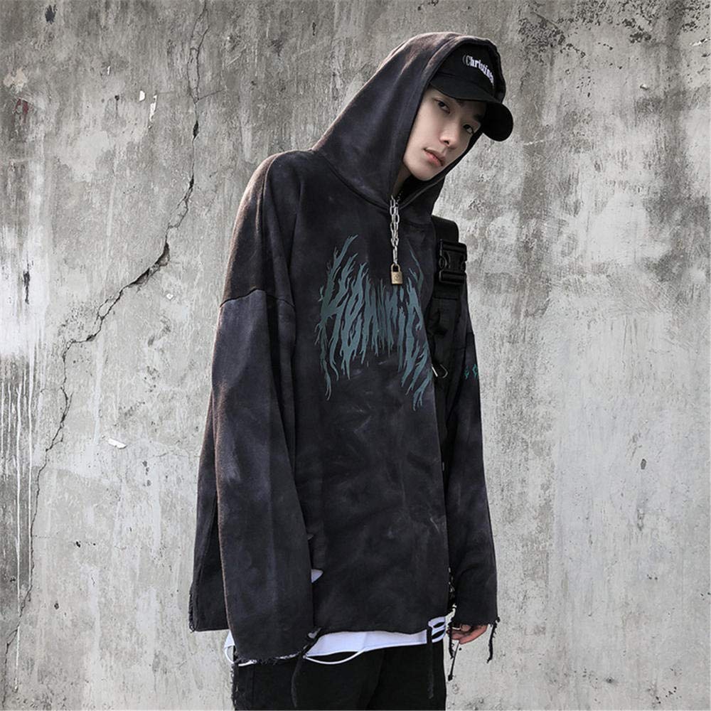 Amazon.co.jp: 破壊された破れた破れたフード付きスウェットシャツ